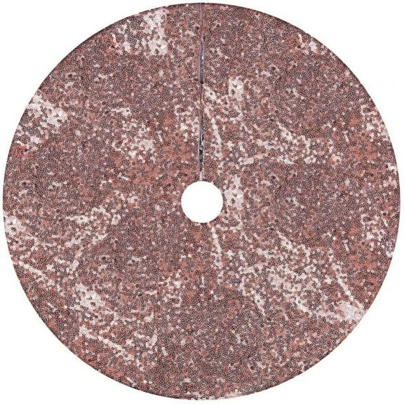 Christmas Tree Skirt 24-Inch Rose Gold Tree Mat Sequined Tree Skirts Decor for Merry Christmas Xmas New Year Festive Holiday Party Decorations