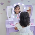 thumbnail image 4 of Teamson Kids Heart-Shaped Wooden Vanity Set with LED Lights, Triple Mirror & Storage Drawers, Purple, 4 of 7