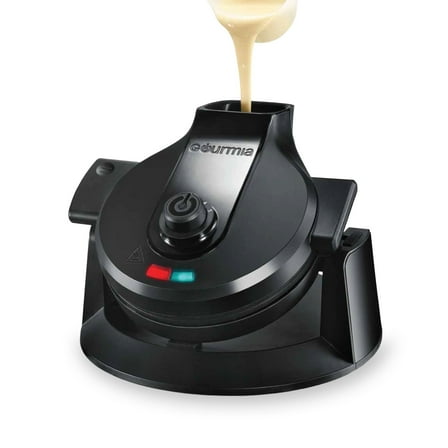 Gourmia Dual Pour Belgian Waffle Maker, Easy Pour Spout, 5 Shade Settings, Black