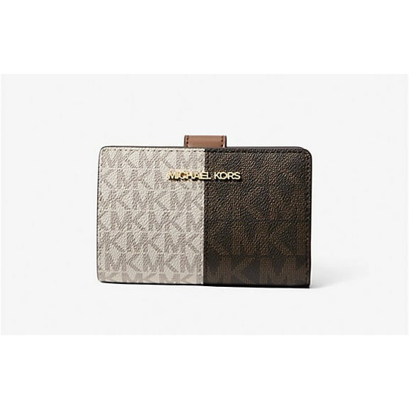 Michael Kors Women's Jet Set Travel Medium Bifold Two-Tone Logo Snap Wallet