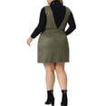 thumbnail image 3 of GRACE & GRANDEUR Robe Salopette Grande Taille pour Femmes Col en V Poche Velours Bretelles Bretelles Jupe Mini Vert Armée 2X, 3 of 5