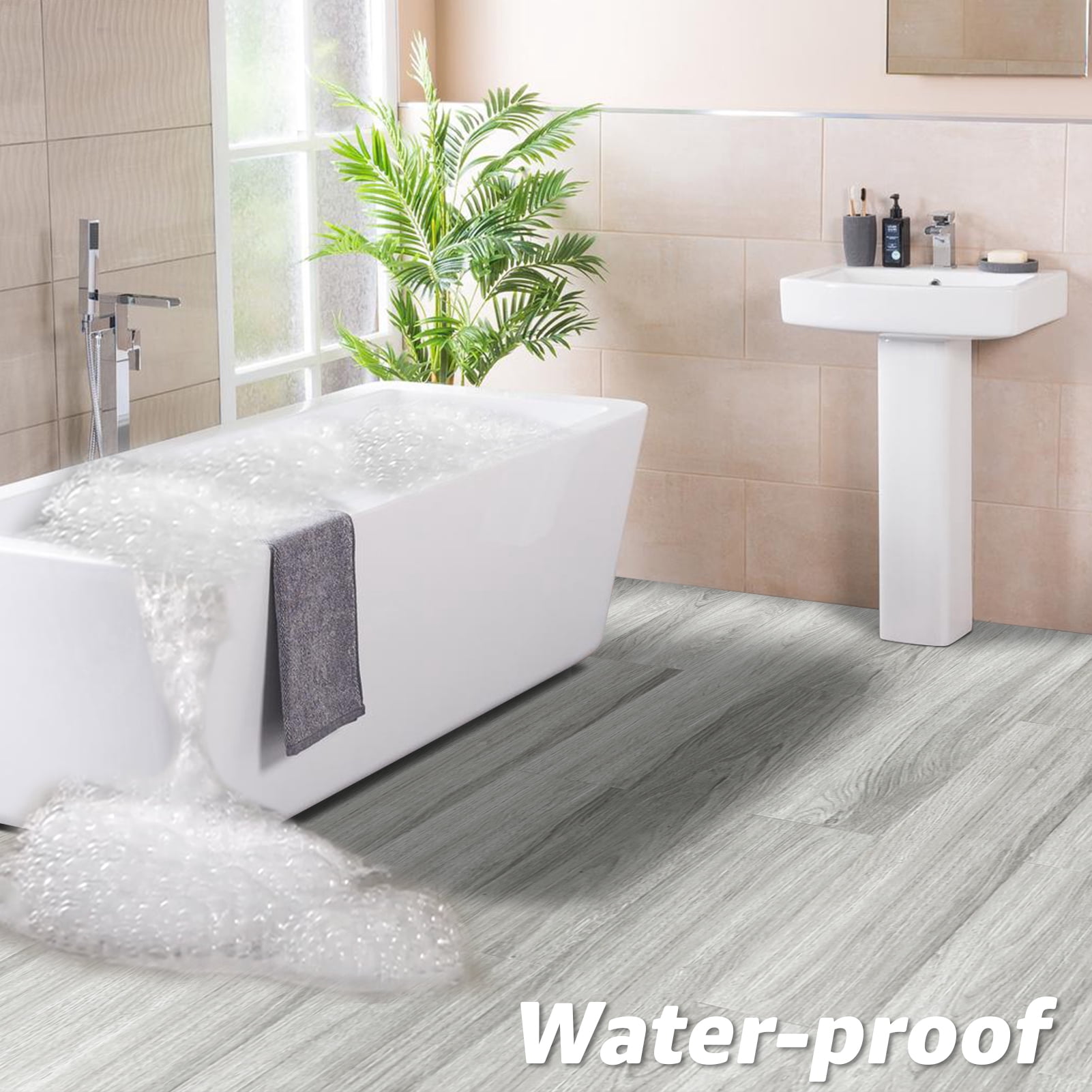 Art3d 18-Pack 36" x 6" Interlocking Luxury Vinyl Flooring Tile，Cover 27 Sq. Ft-Venice Ash