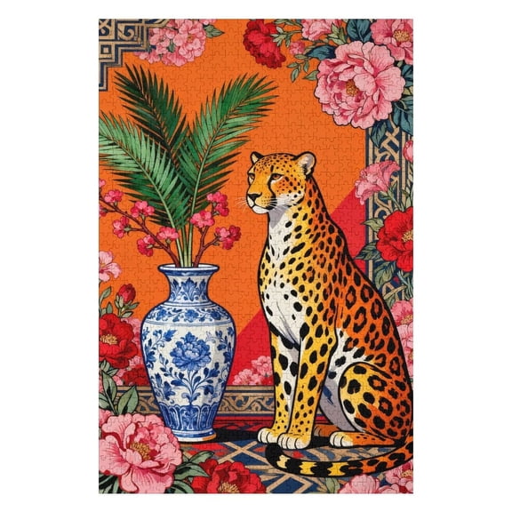 Tropical Leopard Art 500 Pieces Puzzle for Adults, Scenic Multicolor Jigsaw, Mind-Relaxing Indoor Game, Family-Friendly Puzzle, Decorative Home Artwork 20.5x15 in
