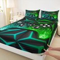 thumbnail image 3 of Manfei Green Cyan Gamepad Bed Sheets,Modern Gamer King Sheets,Kids Video Game Sheet Set,Ultra Soft Home Decor,4-Piece, 3 of 7