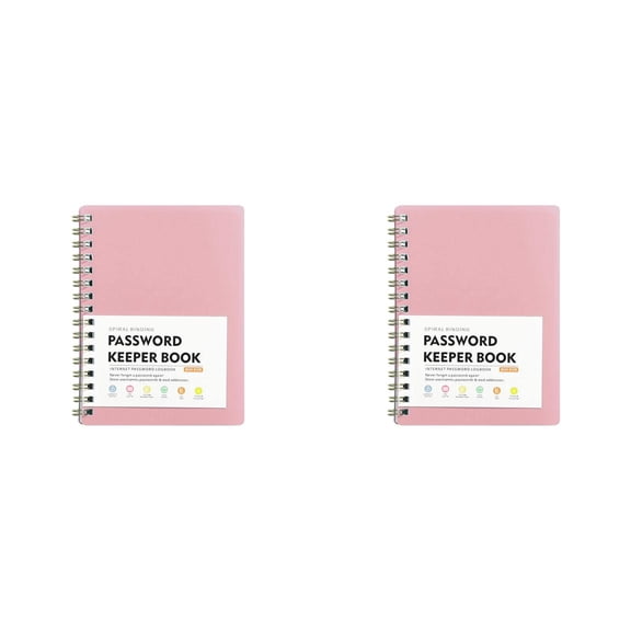 Luluganb 2Pcs Mini Size Spiral Password Keeper Book, Password Keeper Book,Address Book with Alphabetical Tabs,Internet Address And Password Organizer,Password Logbook for Home Office Pink