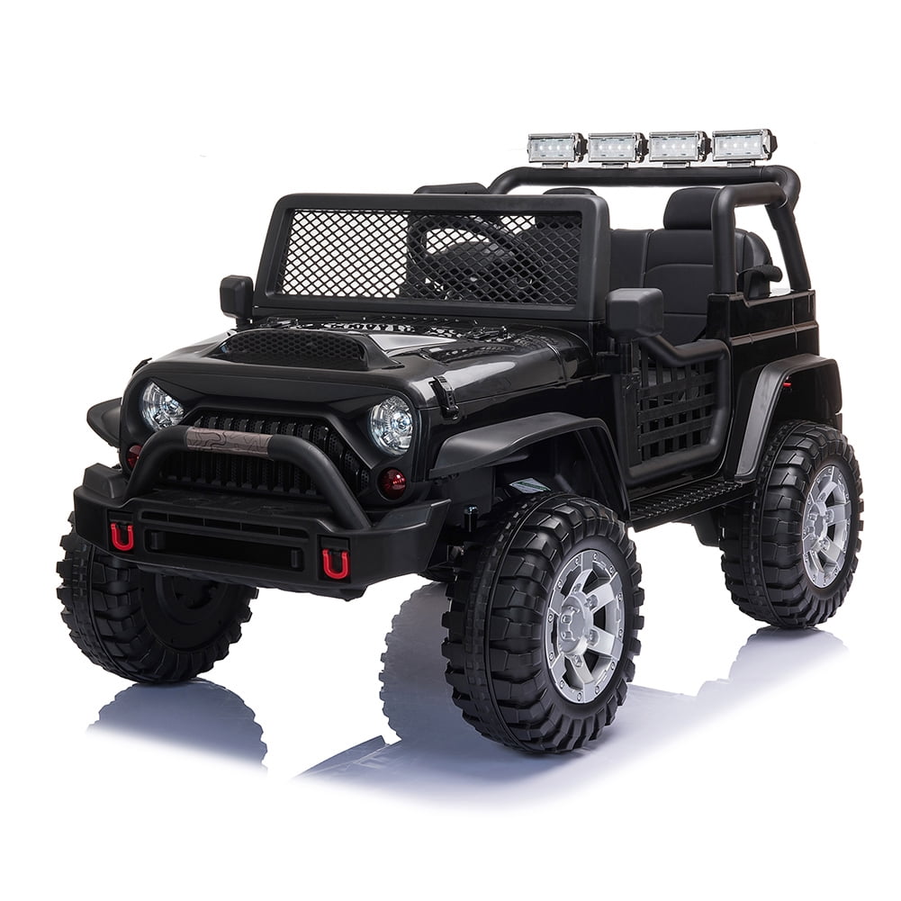 Kepooman 12V Children Ride-on Car with Remote Control, Off-Road Ride-on Car Buggy 4WD Electric Vehicle Ride-On Toys with 3 Speeds, LED Lights and MP3 Player for Ages 3-8 Kids, Black