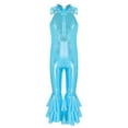thumbnail image 2 of Alvivi Girls Kids Shiny Sequins Bell-bottom Jumpsuit Pants One Piece Dance Bodysuit Unitard Costume Blue 6, 2 of 6