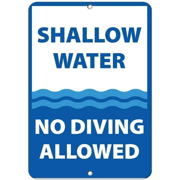 Metal Aluminum Sign Shallow Water No Diving Allowed Activity Sign Pool Signs Plaque for Yard Garage Driveway House Fence
