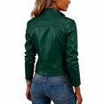 thumbnail image 3 of Women's Solid Color PU Leather Blazer Casual Fashion Outerwear, 3 of 4