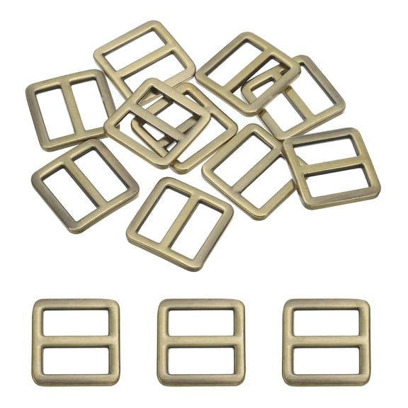 Uxcell Flat Metal Slide Buckle 0.7 Inch / 19mm, 10 Pcs Tri-glide Sliders Webbing Strap Belt Adjuster Bronze