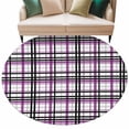 thumbnail image 2 of 6ft Washable Round Rug, Abstract Stripes Non-Slip Circle Area Rug for Living Room Bedroom, Purple Black Grey Plaid Indoor Floor Mat for Home Decor, 2 of 9
