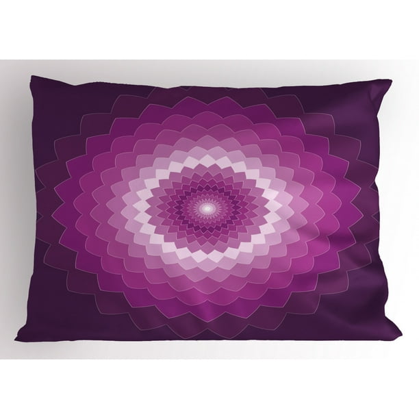 Purple Pillow Sham Graphic Carnation Flower Symbol Optical Illusion