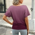 thumbnail image 4 of Womens Summer Shirts Short Sleeve Dolman Tops Fashion Gradient V Neck Blouse Dressy Casual Basic Tees Ruched Tunic Going Out Business Work Clothes T Shirt with Side Shirring, 4 of 6