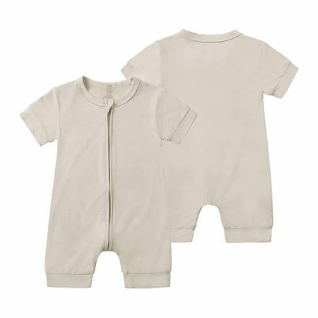 

VERUGU Toddler Rompers Newborn Toddler Baby Girls Boys Bodysuit Summer Sleeveless Zipper One-piece Romper Jumpsuit Gray
