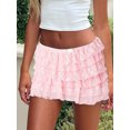 thumbnail image 3 of GXFC Women's Fashion Mini Skirts Low Waist Princess Skirt Lace Layered Ruffle Elastic Waist Short Skirts Summer Casual Skirts for Teen Girls, 3 of 5