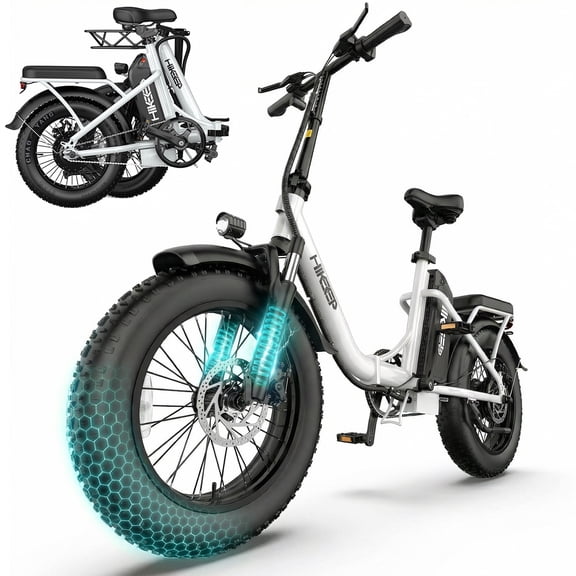 1200W Peak Folding Fat Tire Electric Bike for Adults with Removable 48V 10Ah Lithium Battery, Dual Disc Brakes, UL Certified E-Bike, White