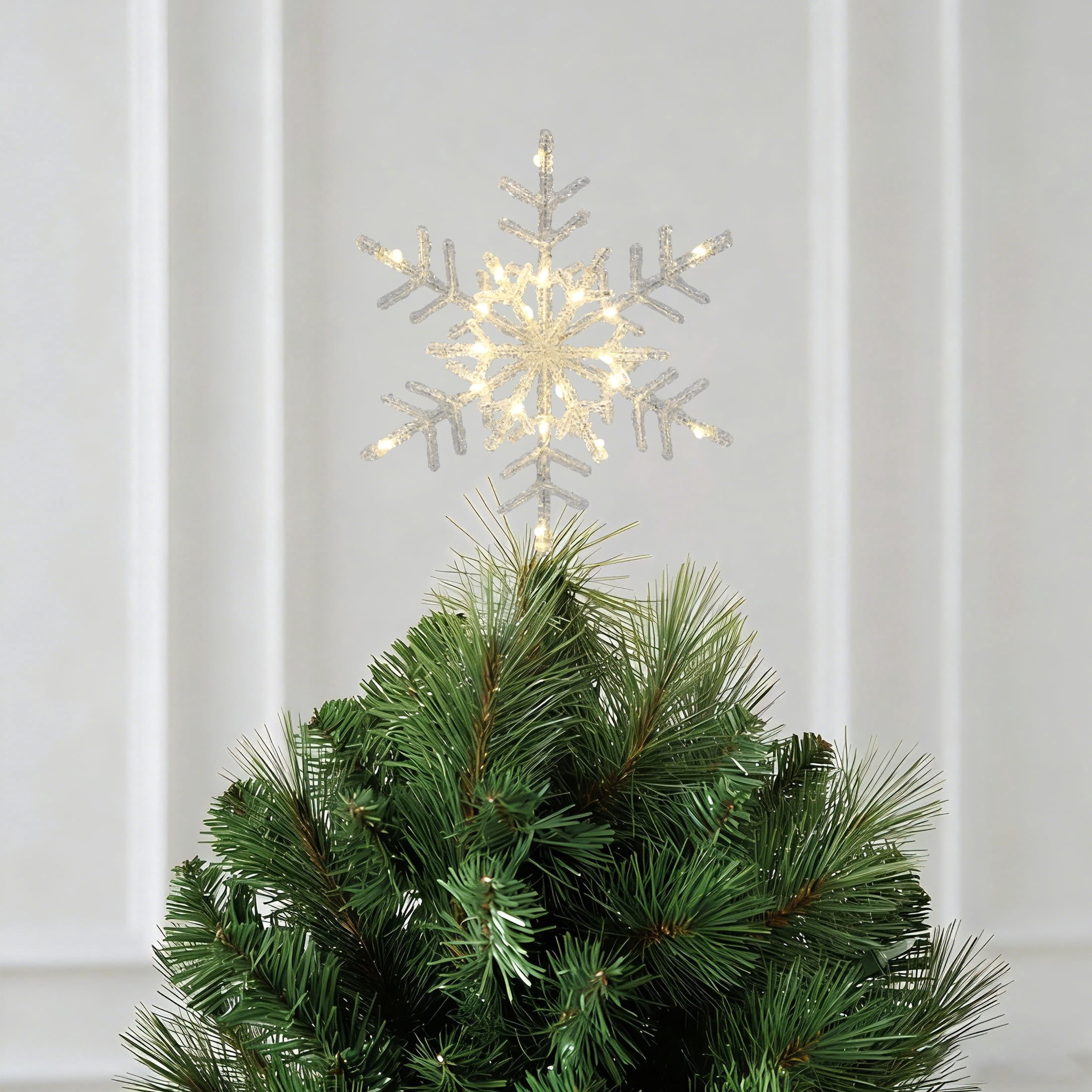 LED Star Christmas Tree Topper, White, 9", by Holiday Time