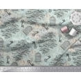 thumbnail image 3 of Soimoi Green Rayon Fabric Cage & Text Decor Fabric Printed Yard 42 Inch Wide, 3 of 3