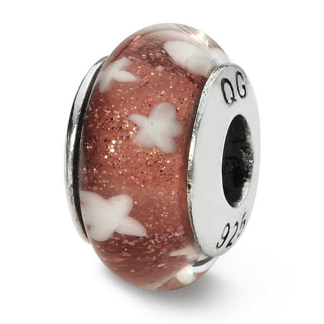 Argent Sterling 925 Charme pour Bracelet Étoiles Rouge/blanc Soufflé Main Verre Perle H