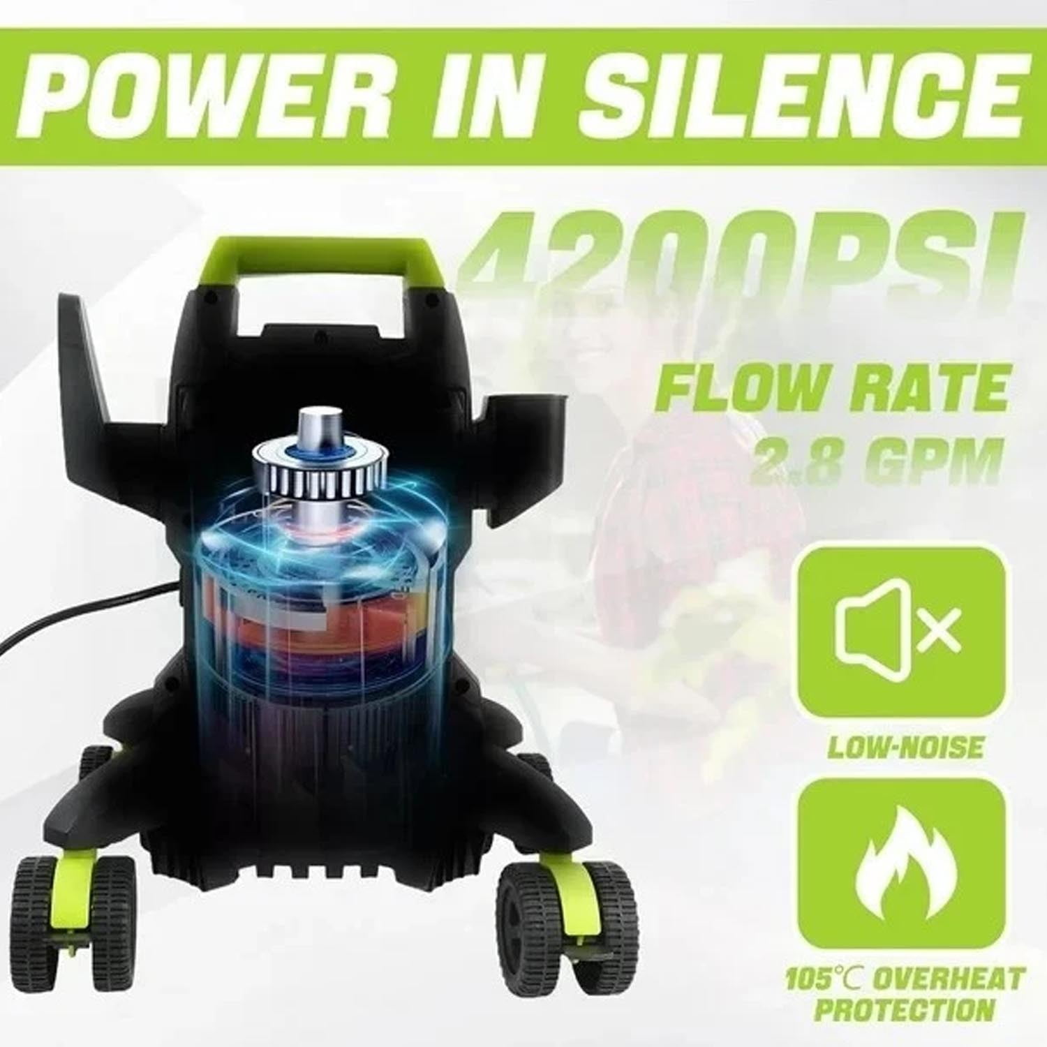Electric Pressure Washer with Touch Screen,  4200 PSI 2.8 GPM, 4 Quick Connect Nozzles, Inlet Hose & Filter& Foam Cannon for Cars/Fences/Driveways/Home Cleaning