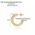 thumbnail image 2 of TINGN Hoop Earrings for Women 14K Gold Plated Lightweight Chunky Open Hoops 316L Surgical Stainless Steel Post Thick Hoop Earrings for Women 20/25/30/40/50/60mm, 2 of 6