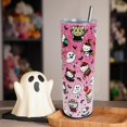 thumbnail image 3 of Halloween Tumbler with Lid and Straw, Halloween Hello Cat Ghost Cup Gifts for Women Girls Kids, Halloween Cups, Spooky Tumbler Gifts for Women, Pink, 20 oz, GZ-1416, 3 of 7