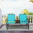 thumbnail image 3 of Patiojoy Turquoise Patio Loveseat Rocking 2 Person Outdoor Double Glider Chair With Center Table, 3 of 8