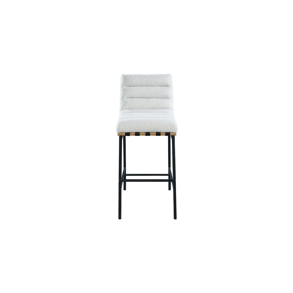 Meridian Furniture Burke Boucle Fabric Bar Stool, Cream