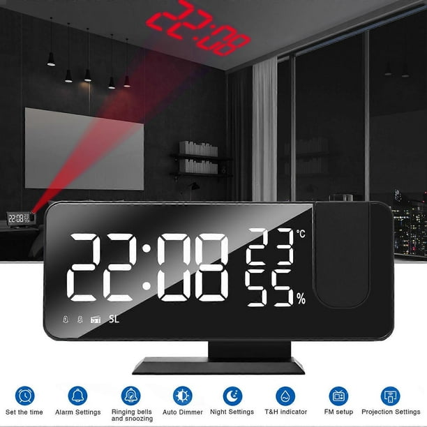 Digital Projection Alarm Clock Large LED Screen Alarm Clock Radio Loud Dual Alarm Clock for Heavy Sleeper Kid Elderly