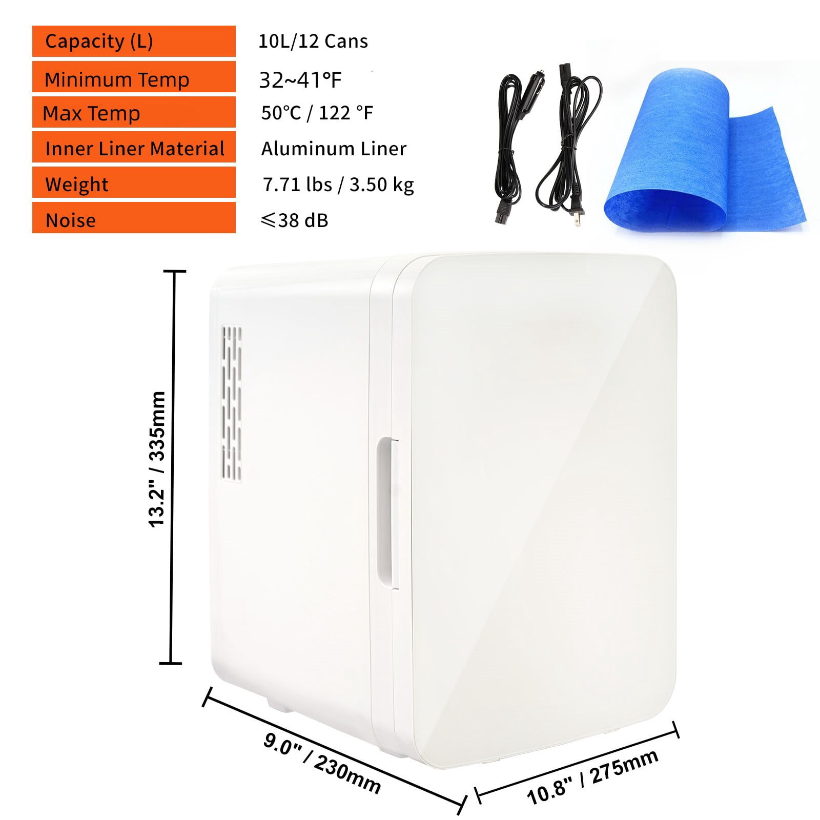 KFFKFF Mini Refrigerator 10L 12 Cans Skin Care Product Refrigerator AC/DC Mini Cosmetic Refrigerator