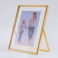 thumbnail image 2 of Gold Floating Picture Frame Set of 2, Gift Metal Glass Photo Frames, for Tabletop Display Vertically, 2 of 6