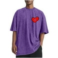 thumbnail image 3 of RKSTN Men's Valentine's Day T Shirts Oversized Crewneck Cotton Valentine Print Short Sleeves Shirts Tops Mens Casual Solid Round Neck Sport Washed Distressed T-Shirt Loose Comfy Tee Shirts Blouses, 3 of 6