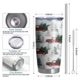 thumbnail image 6 of 20oz Tumblers Red Christmas Truck and Tree Pattern Stainless Steel Vacuum Insulated Double Wall Travel Tumbler Cups Mug with Lid and Straw,Cleaning Brush for Cold & Hot Drinks, 6 of 7