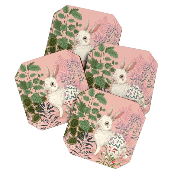 Society6 Pimlada Phuapradit Backyard Bunny Set of 4 Coasters