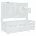 thumbnail image 4 of White Twin Size Wooden Daybed with Hydraulic Storage, All-in-One Cabinet & Shelf, Modern Design for Bedroom, 4 of 6
