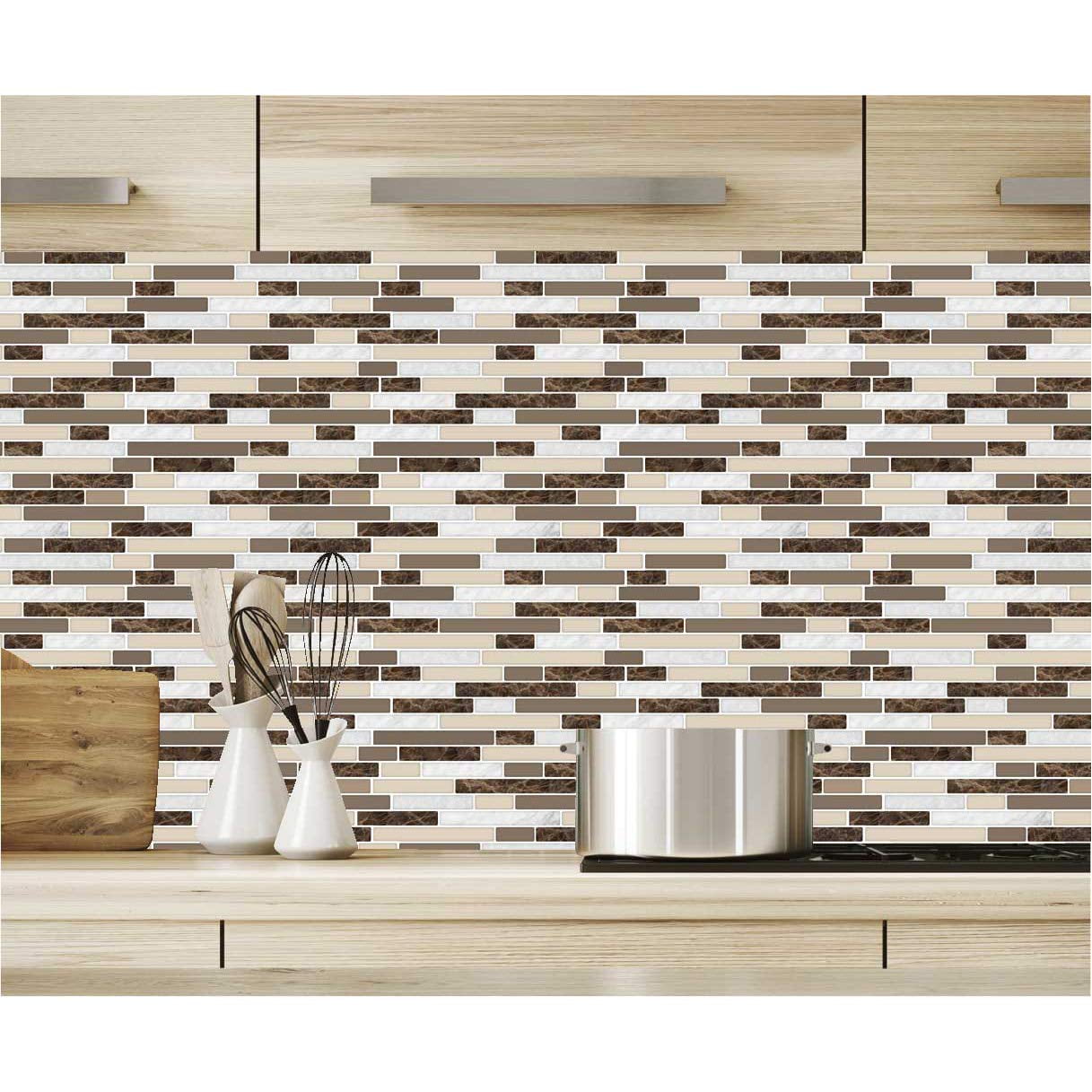 Art3d Marble Beige 12 in. x 12 in. Peel and Stick Wall Tile Backsplash (10-Pack)