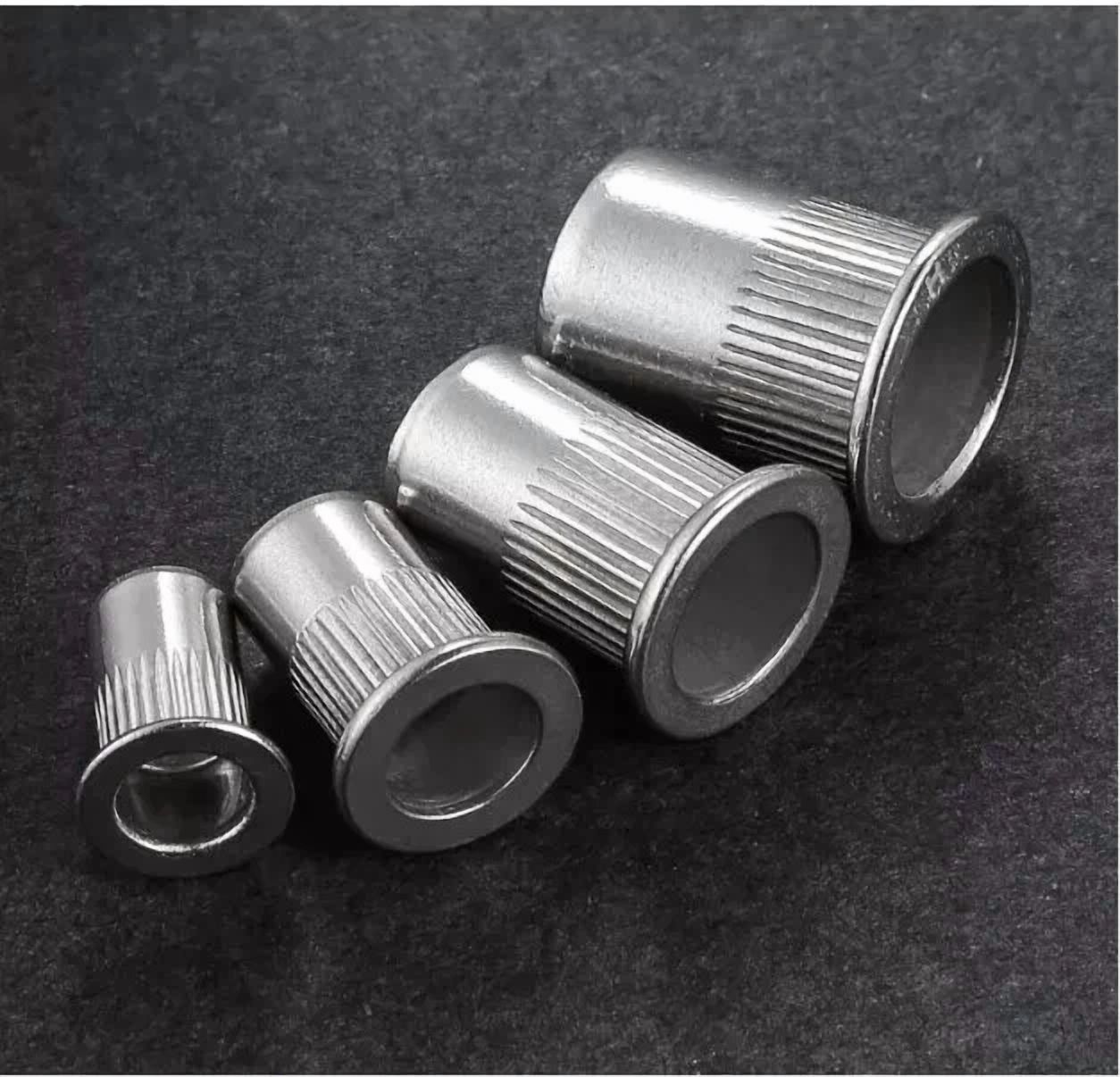 CIRCLE- Rivet Nut 1/4"-20Unc 100Pcs Stainless Steel 304 Finish Flat Head Rivnut Threaded