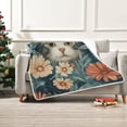 thumbnail image 7 of Yayeee Throw Blanket for Couch Soft Warm 60" x 80" Sofa Chair Bed Decoration, Flowers Cat, 7 of 7