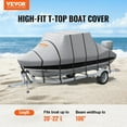 thumbnail image 2 of T-Top Boat Cover 20'-22', Waterproof 600D Marine Grade PU Oxford, Trailerable w/Windproof Straps, Fits Center Console Boats 20-22ft L x 106"W, Grey, 2 of 12