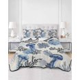 thumbnail image 2 of Quilts Full Size Bedding Set, Vintage Jellyfish Coastal Lightweight Quilted Comforter, Navy Blue Nautical Summer Ocean Soft Reversible Bedspread Coverlet with Pillow Covers for All Season, 78" x 90", 2 of 7