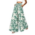 thumbnail image 6 of Boho Palazzo Pants for Women Casual Trendy Vacation Wide Leg Pants Fall Lounge Drawstring High Waisted Trousers Mint Green, XL, 6 of 6