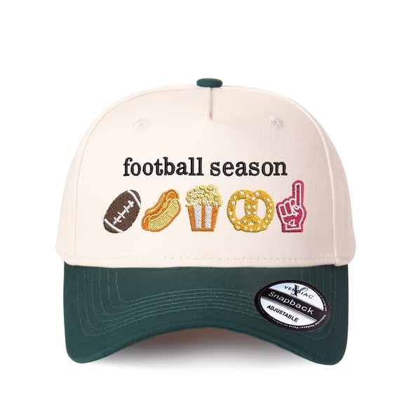 Vergiac Football Season Letter Embroidered Color Block Trucker Hat, Unisex Adjustable Cotton Breathable Fashion Cap for Travel Daily Outdoor Wear