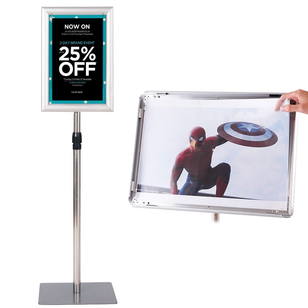 Gymax Adjustable Pedestal Poster Stand Aluminum Sign Holder 8.5 x 11