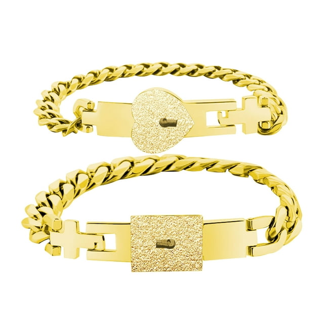 Pulsera de Acero Inoxidable para Pareja con Cerradura, Pulsera de Titanio Acero
