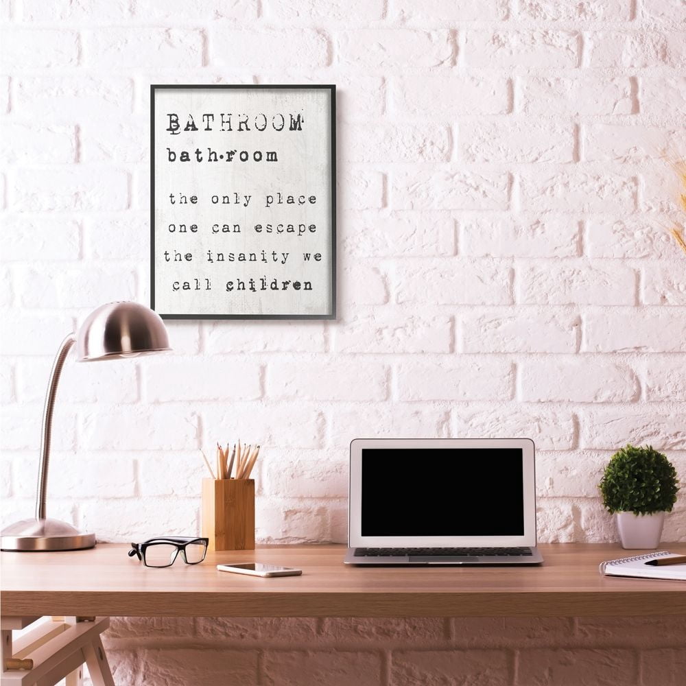 Bathroom Definition Escape Funny Family Word Design XXL Framed Giclee Texturized Art by Daphne Polselli
