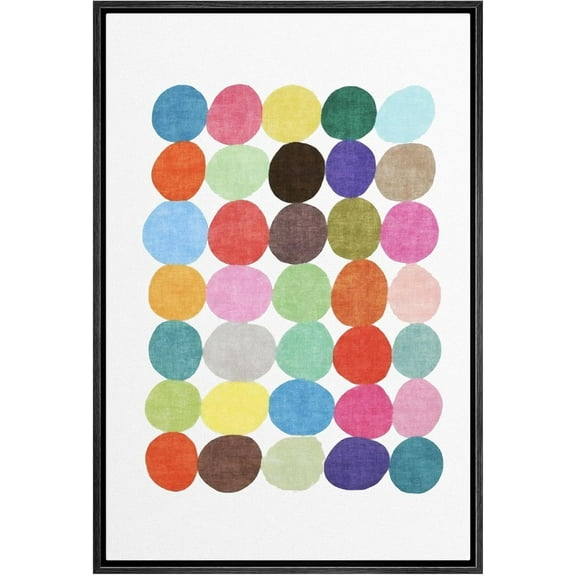 IDEA4WALL Framed Canvas Print Wall Art Rainbow Circle Array Geometric Shapes Illustrations Modern Art Mid-Century Modern Ultra for Living Room, Bedroom, Office - 16"x24" Black