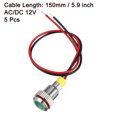 thumbnail image 3 of Uxcell Signal Indicator Light AC/DC 12V 8mm Metal Shell White Red Yellow Blue Green 5Pcs, 3 of 4