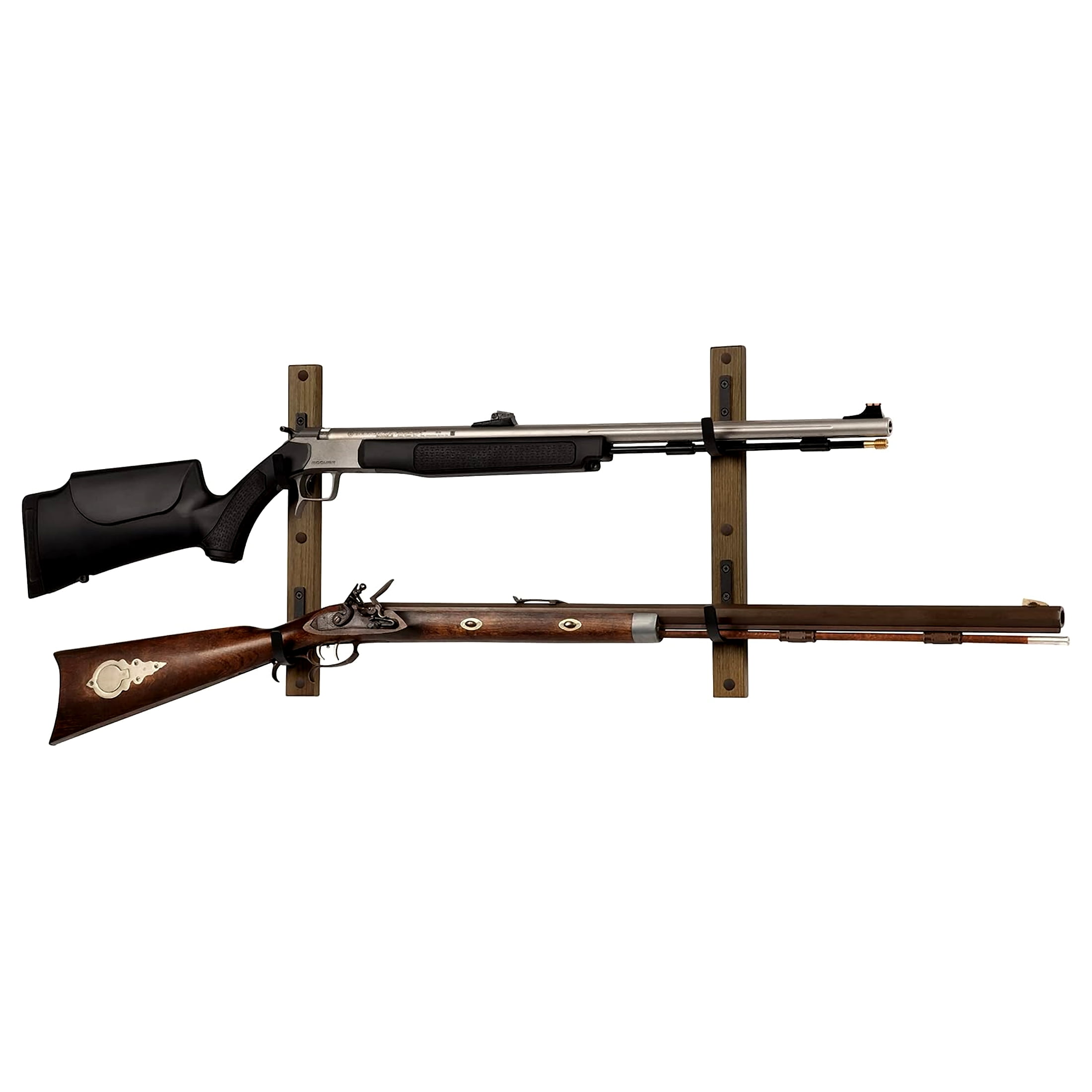 Allen Company Gun Collector Hardwood Gun Rack, Holds 2-Firearms, Brown & Black
