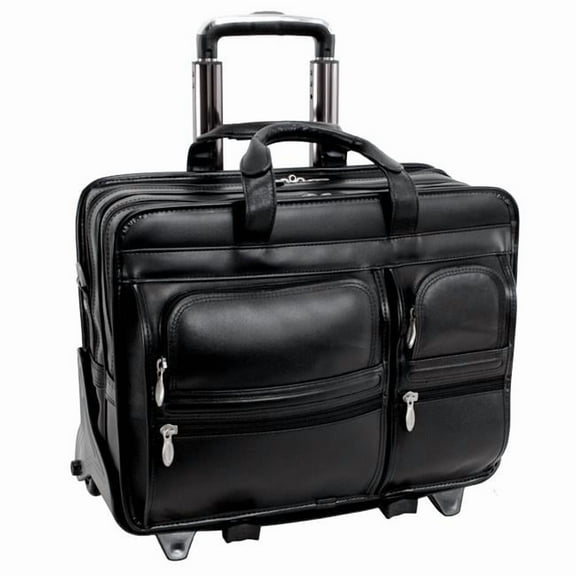 17 in. Clinton Leather 2-in-1 Removable-Wheeled Laptop Case