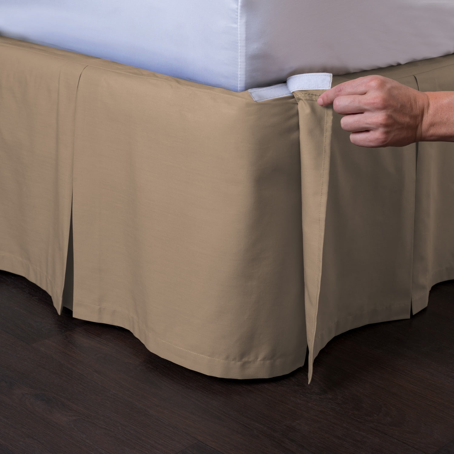 Ashton Detachable Bedskirt (King Size, Wheat, 21" Drop) Easy on/Easy